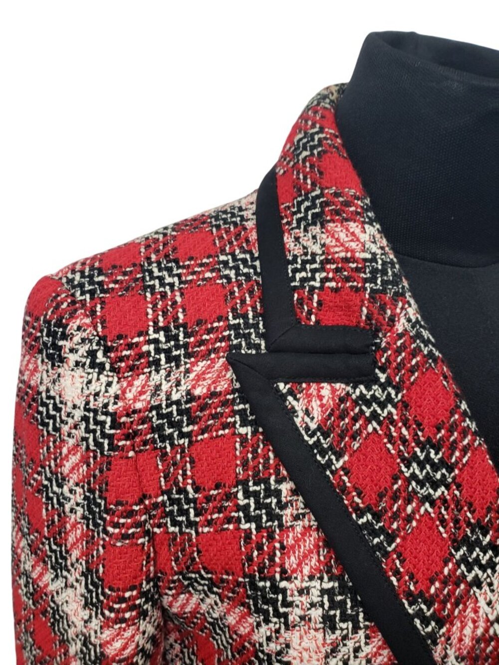 Veronica Beard Harriet Red Black Tweed Double Breasted Dickey Blazer Jacket 4 - Picture 10 of 16